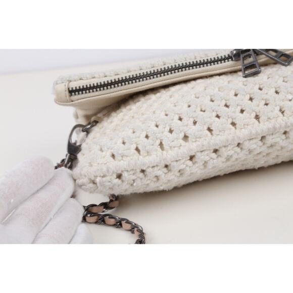 Zadig & Voltaire Cream Rock Macrame Chain Shoulder Bag - Picture 15 of 16